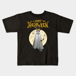 Halloween Creepy Ghost with a Hat Kids T-Shirt